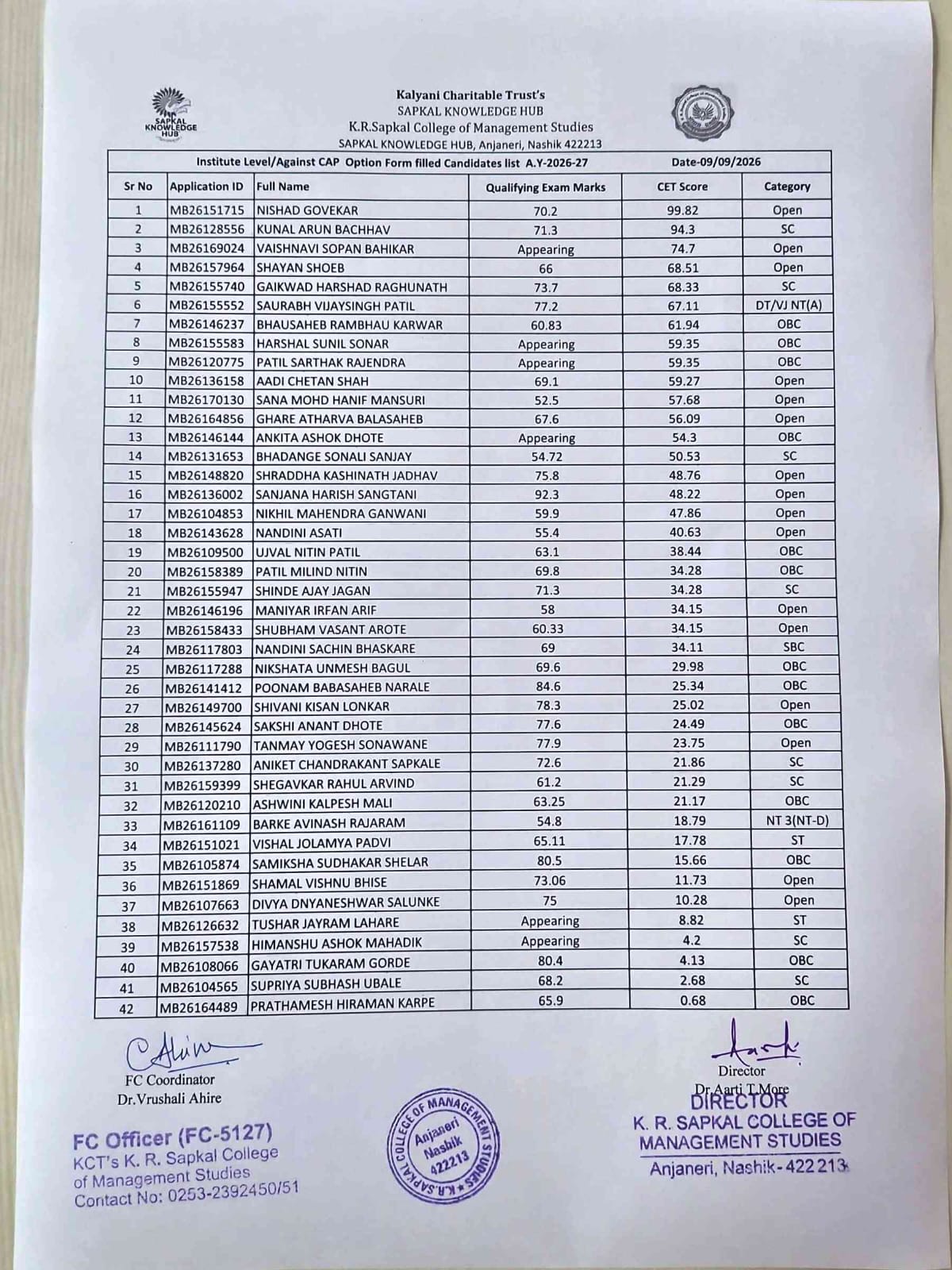 Admission Notification 2026-27